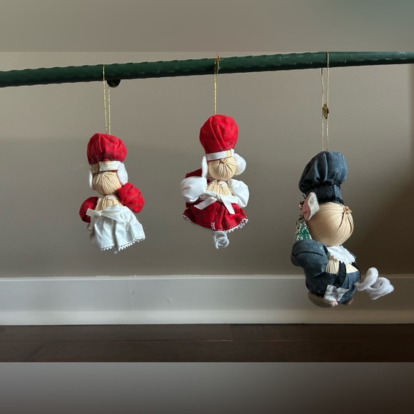 Vtg Kurt Adler Christmas Mice Figurines Set of 3 Corn Husk  Vintage Kurt Adler Corn Husk Mouse Christmas Ornament Decoration 1980’s